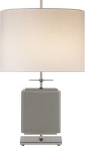 Beekman Small Table Lamp | Grey Reverse Painted Glass | Cream Linen Shade