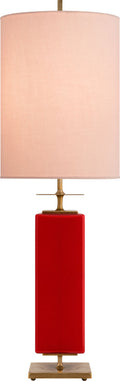 Beekman Table Lamp | Maraschino Reverse Painted Glass | Pink Linen Shade