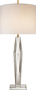 Castle Peak Narrow Table Lamp | Crystal | Cream Linen Shade