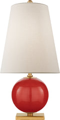Corbin Mini Accent Lamp | Maraschino | Cream Linen Shade