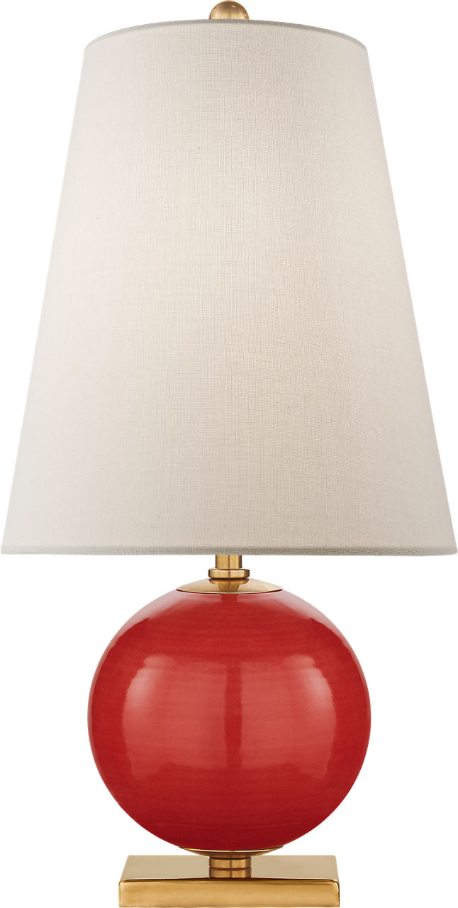 Corbin Mini Accent Lamp | Maraschino | Cream Linen Shade