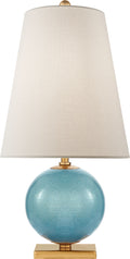 Corbin Mini Accent Lamp | Sandy Turquoise | Cream Linen Shade