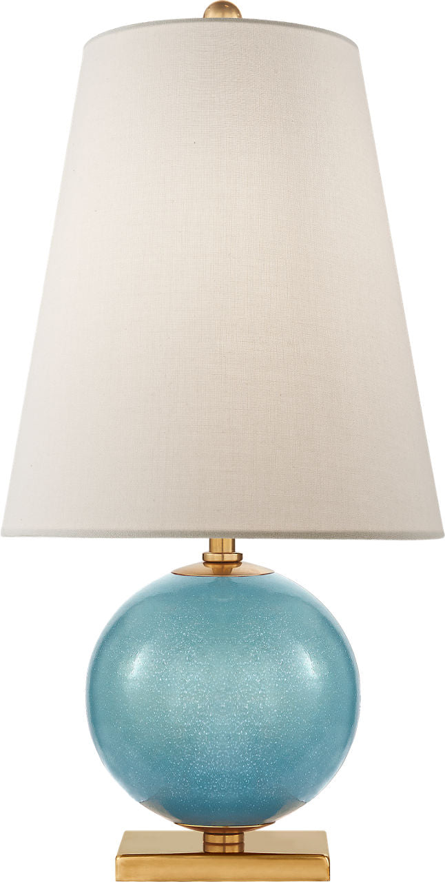 Corbin Mini Accent Lamp | Sandy Turquoise | Cream Linen Shade