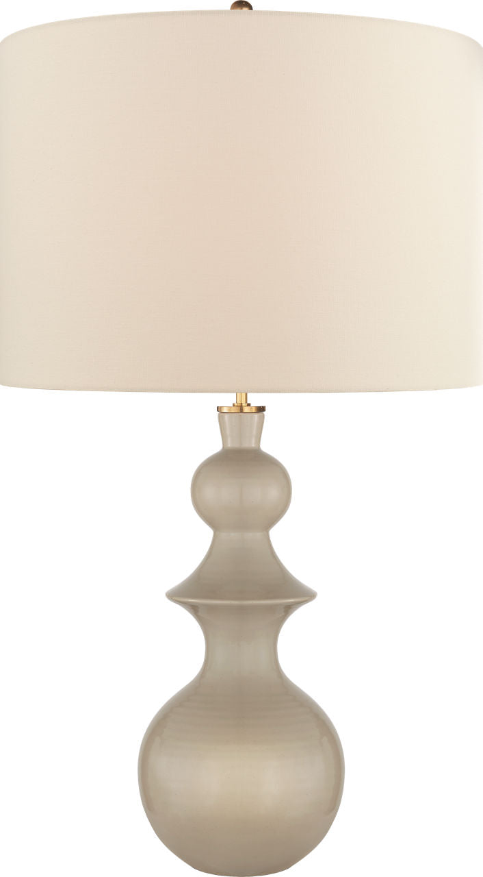 Saxon Large Table Lamp | Dove Grey | Cream Linen Shade