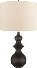 Saxon Large Table Lamp | Metallic Black | Cream Linen Shade