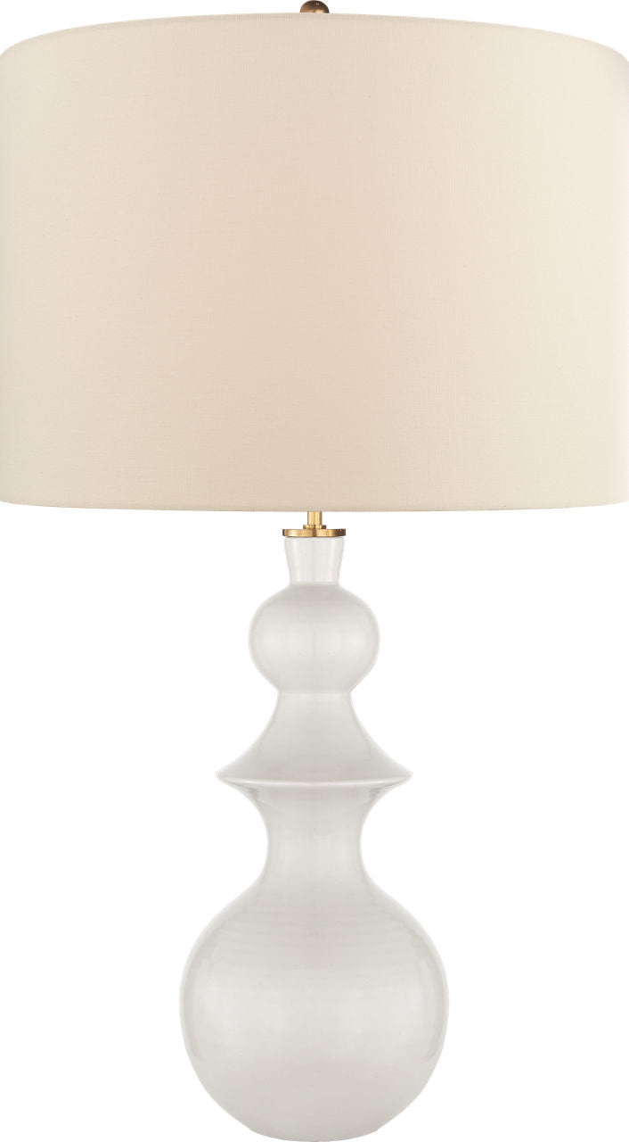Saxon Large Table Lamp | New White | Cream Linen Shade