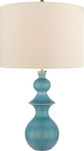 Saxon Large Table Lamp | Sandy Turquoise | Cream Linen Shade