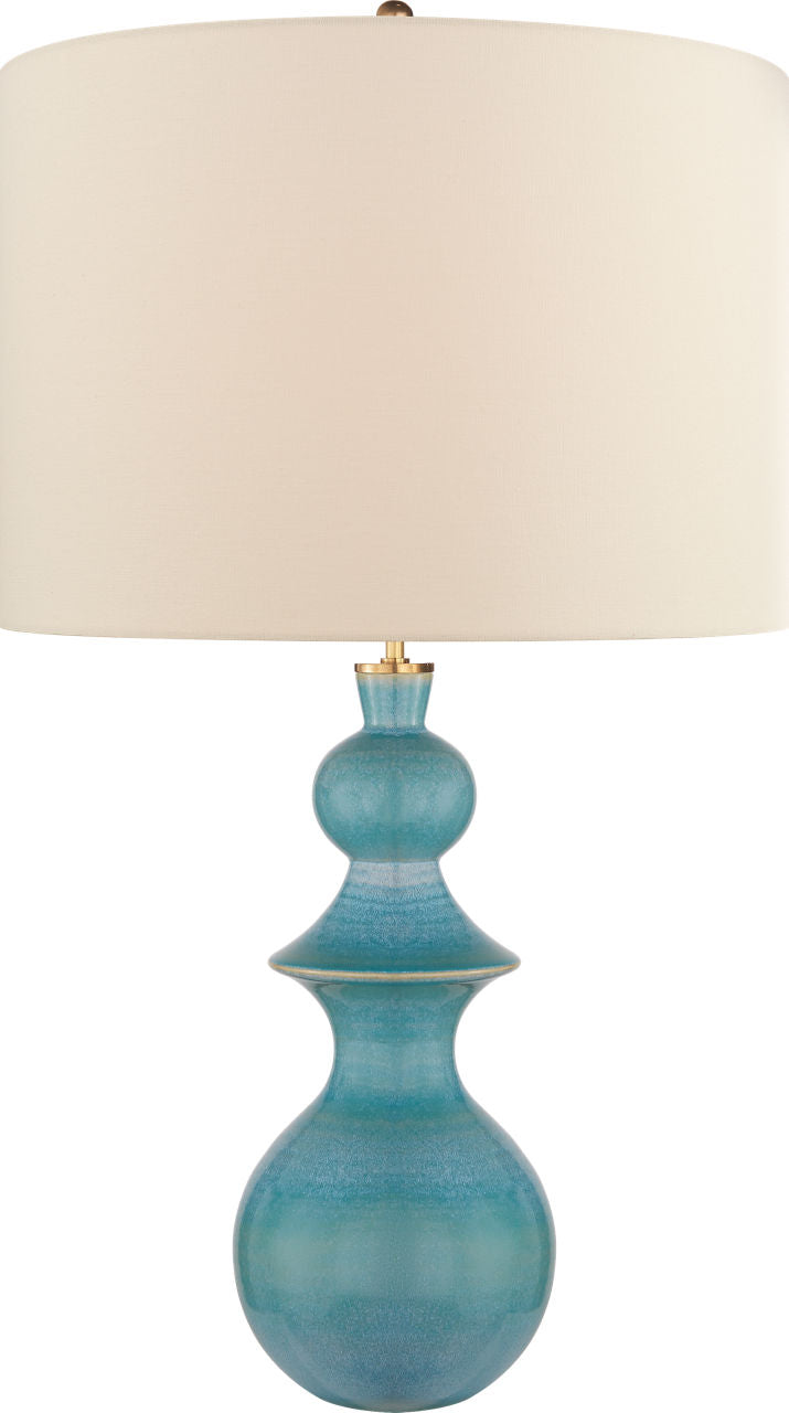 Saxon Large Table Lamp | Sandy Turquoise | Cream Linen Shade