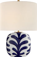 Parkwood Medium Table Lamp | New White and Cobalt | Linen Shade