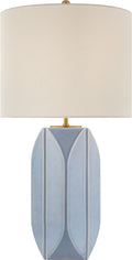 Carmilla Medium Table Lamp | Polar Blue Crackle | Linen Shade