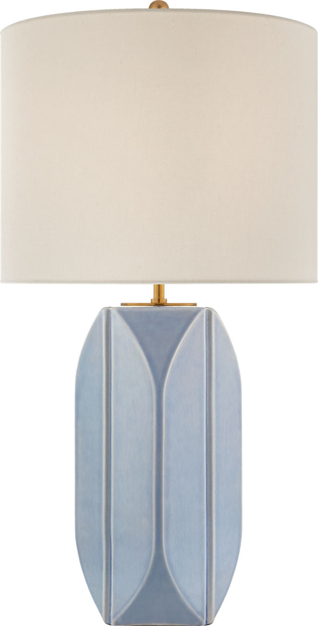 Carmilla Medium Table Lamp | Polar Blue Crackle | Linen Shade