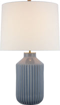 Braylen Medium Ribbed Table Lamp | Polar Blue Crackle | Linen Shade