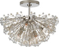 Dickinson Medium Semi-Flush | Polished Nickel | Clear Glass and Cream Pearls