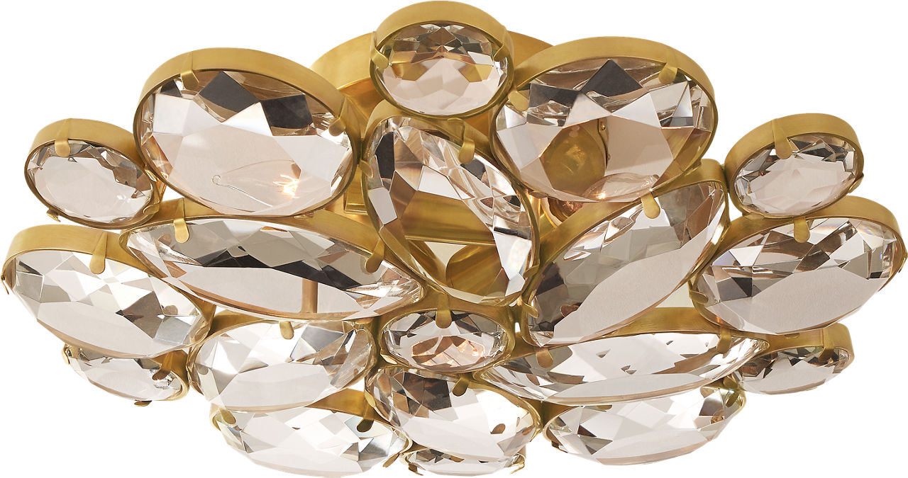 Lloyd Medium Round Flush Mount | Soft Brass | Clear Glass