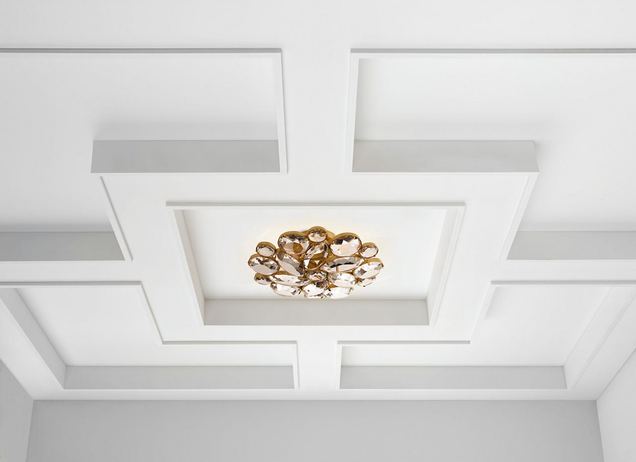 Lloyd Medium Round Flush Mount | Soft Brass | Clear Glass