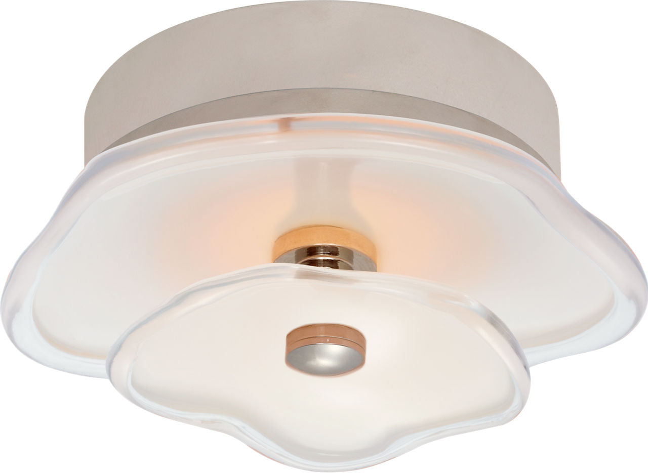 Leighton 6" Layered Flush Mount | Polished Nickel | Cream Tinted Glass