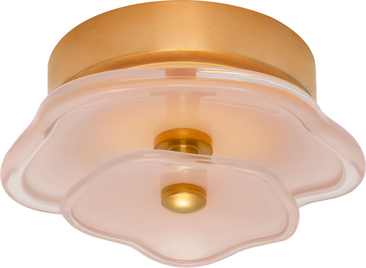 Leighton 6" Layered Flush Mount | Soft Brass | Blush Tinted Glass