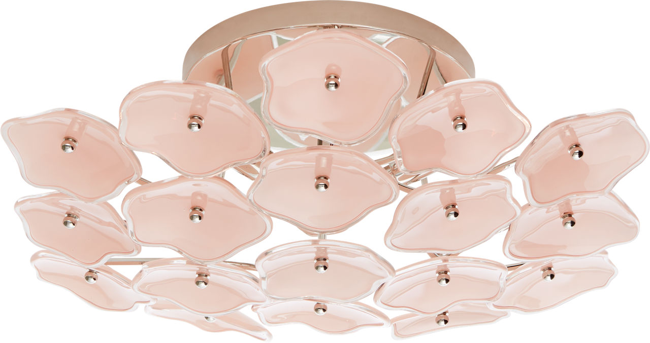 Leighton Medium Flush Mount | Polished Nickel | Blush Tinted Glass