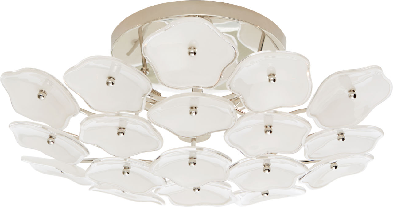 Leighton Medium Flush Mount | Polished Nickel | Cream Tinted Glass