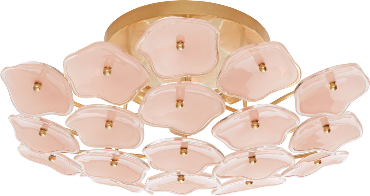 Leighton Medium Flush Mount | Soft Brass | Blush Tinted Glass