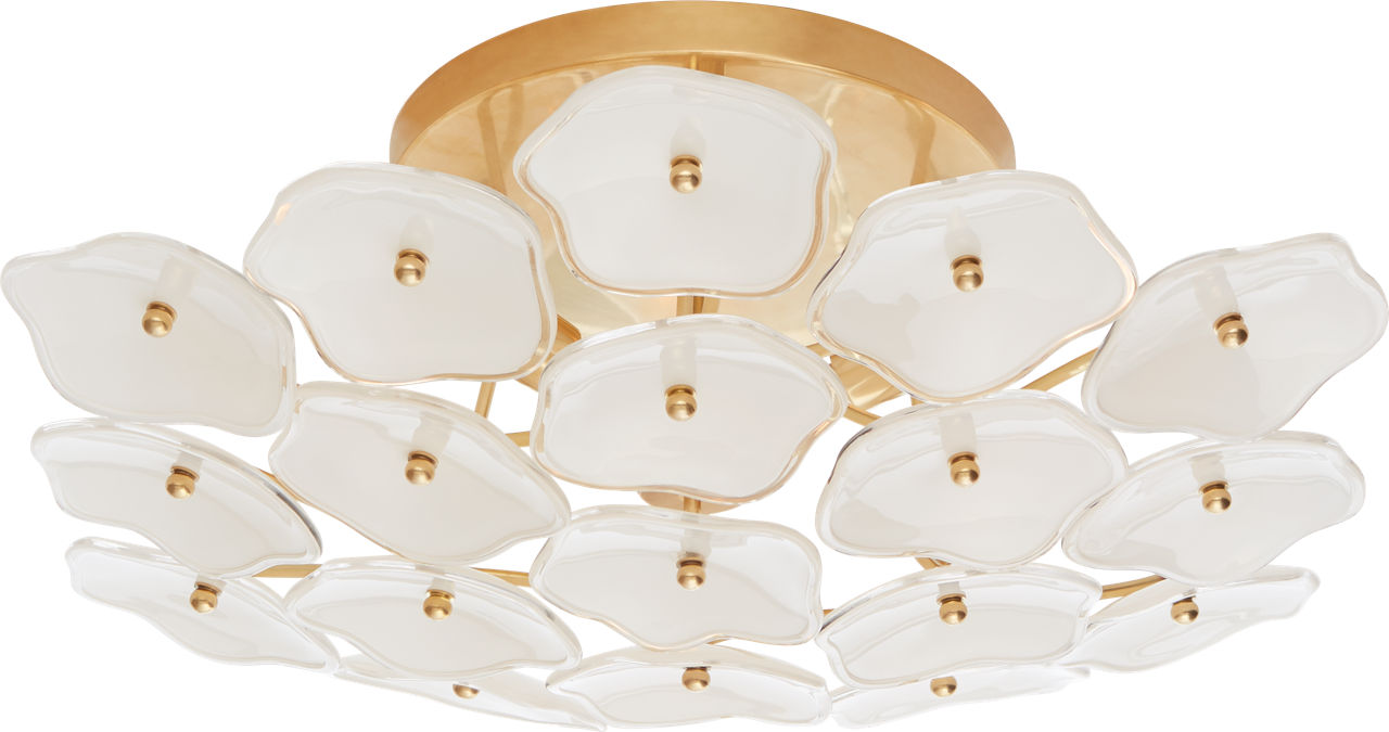 Leighton Medium Flush Mount | Soft Brass | Cream Tinted Glass
