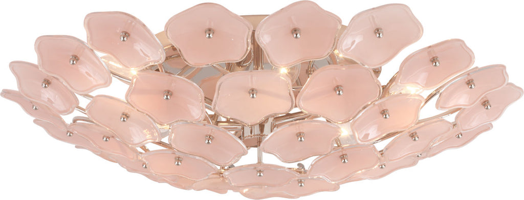 Leighton Large Flush Mount | Polished Nickel | Blush Tinted Glass