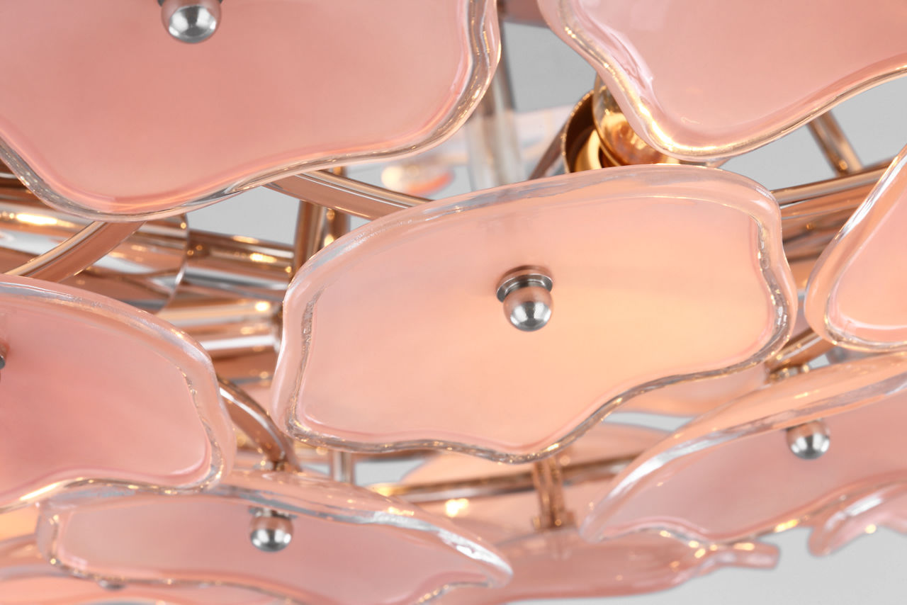 Leighton Large Flush Mount | Polished Nickel | Blush Tinted Glass