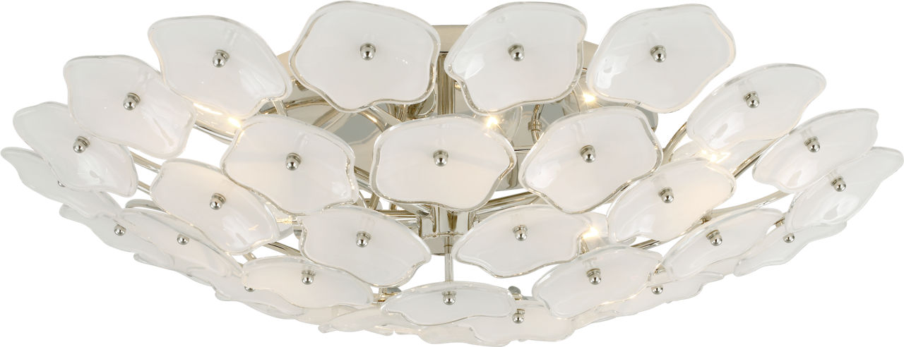 Leighton Large Flush Mount | Polished Nickel | Cream Tinted Glass