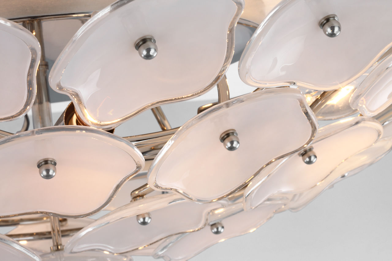 Leighton Large Flush Mount | Polished Nickel | Cream Tinted Glass