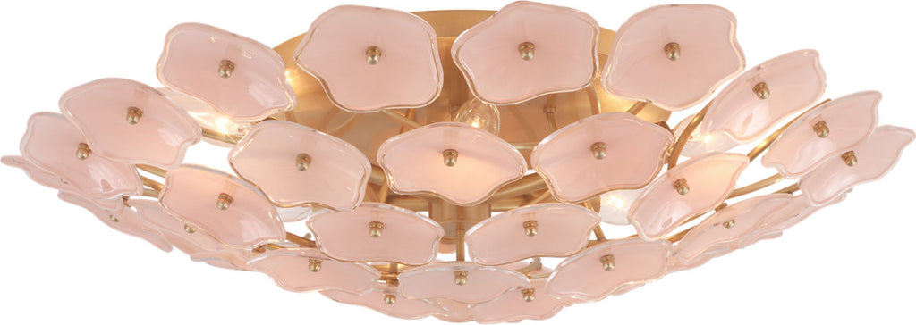 Leighton Large Flush Mount | Soft Brass | Blush Tinted Glass