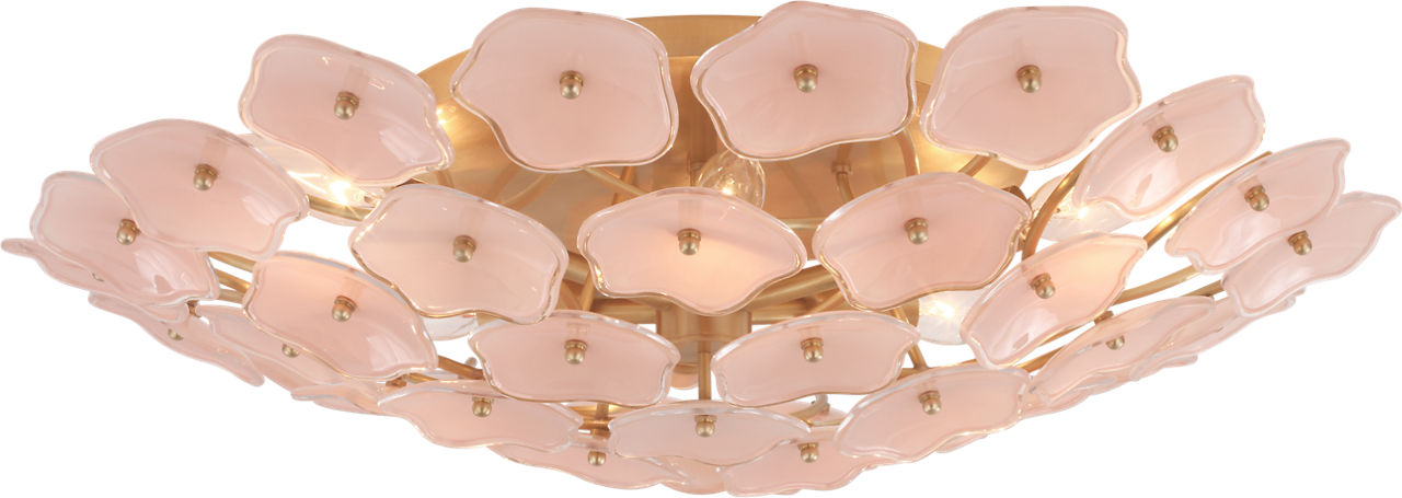 Leighton Large Flush Mount | Soft Brass | Blush Tinted Glass
