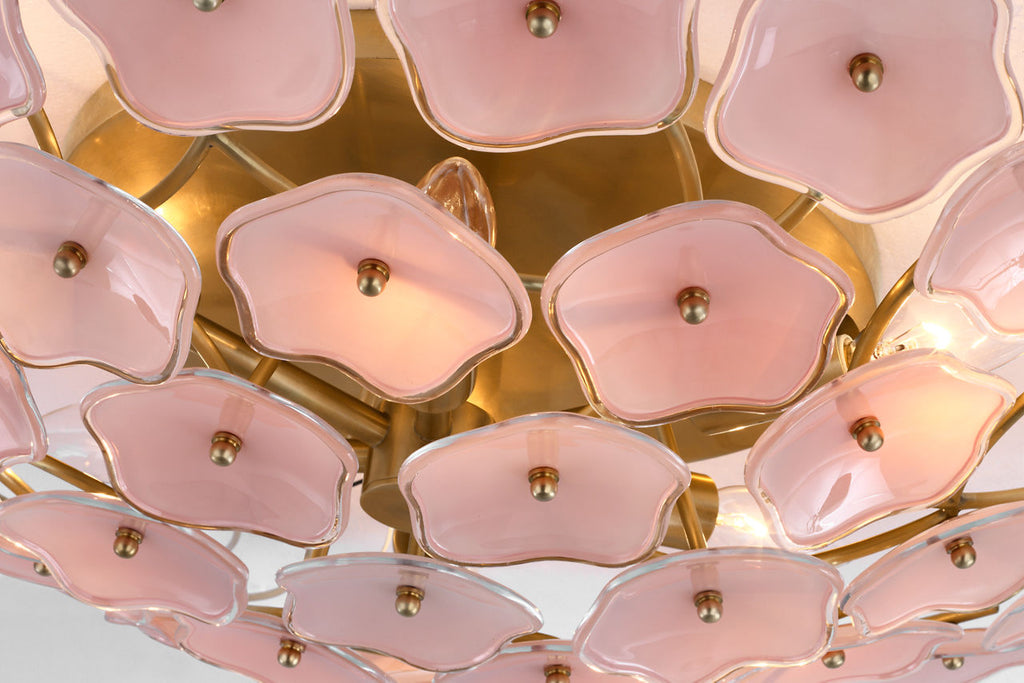 Leighton Large Flush Mount | Soft Brass | Blush Tinted Glass