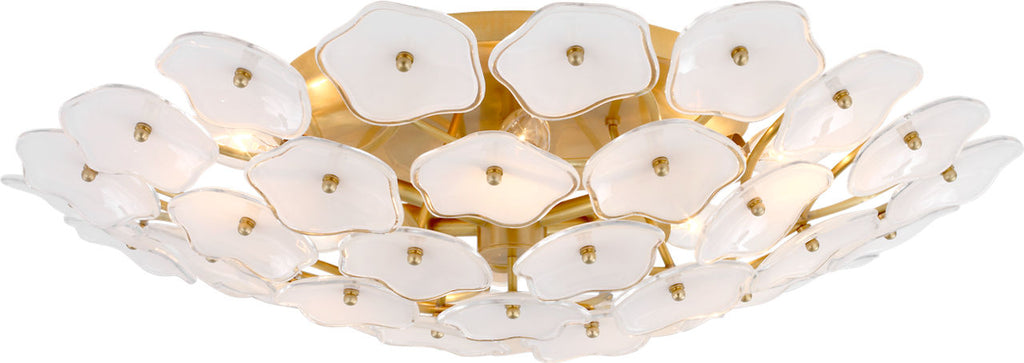 Leighton Large Flush Mount | Soft Brass | Cream Tinted Glass