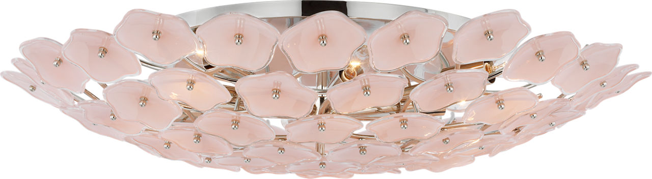 Leighton Grande Flush Mount | Polished Nickel | Blush Tinted Glass