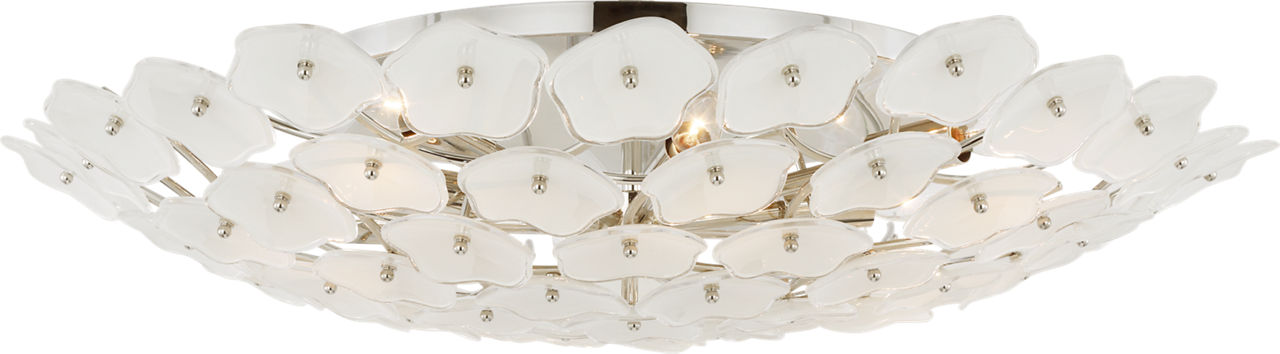 Leighton Grande Flush Mount | Polished Nickel | Cream Tinted Glass