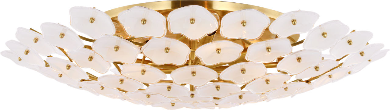 Leighton Grande Flush Mount | Soft Brass | Cream Tinted Glass