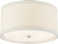 Walker Small Flush Mount | Burnished Silver Leaf | Cream Linen Shade