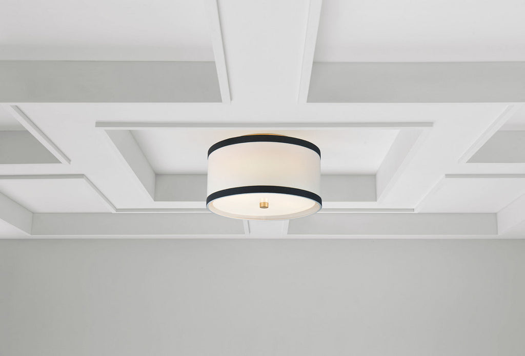 Walker Small Flush Mount | Gild | Cream Linen | Black Linen Trim