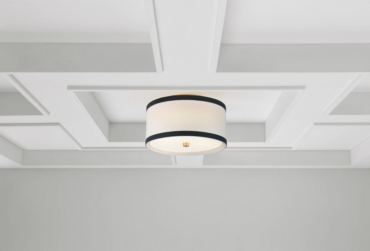 Walker Small Flush Mount | Gild | Cream Linen | Black Linen Trim