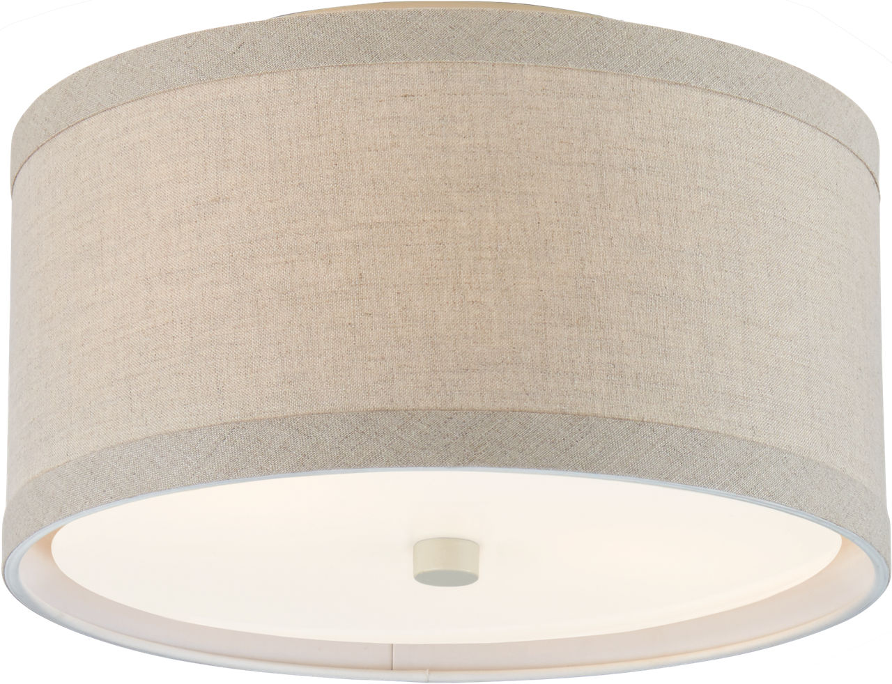 Walker Small Flush Mount | Light Cream | Natural Linen Shade