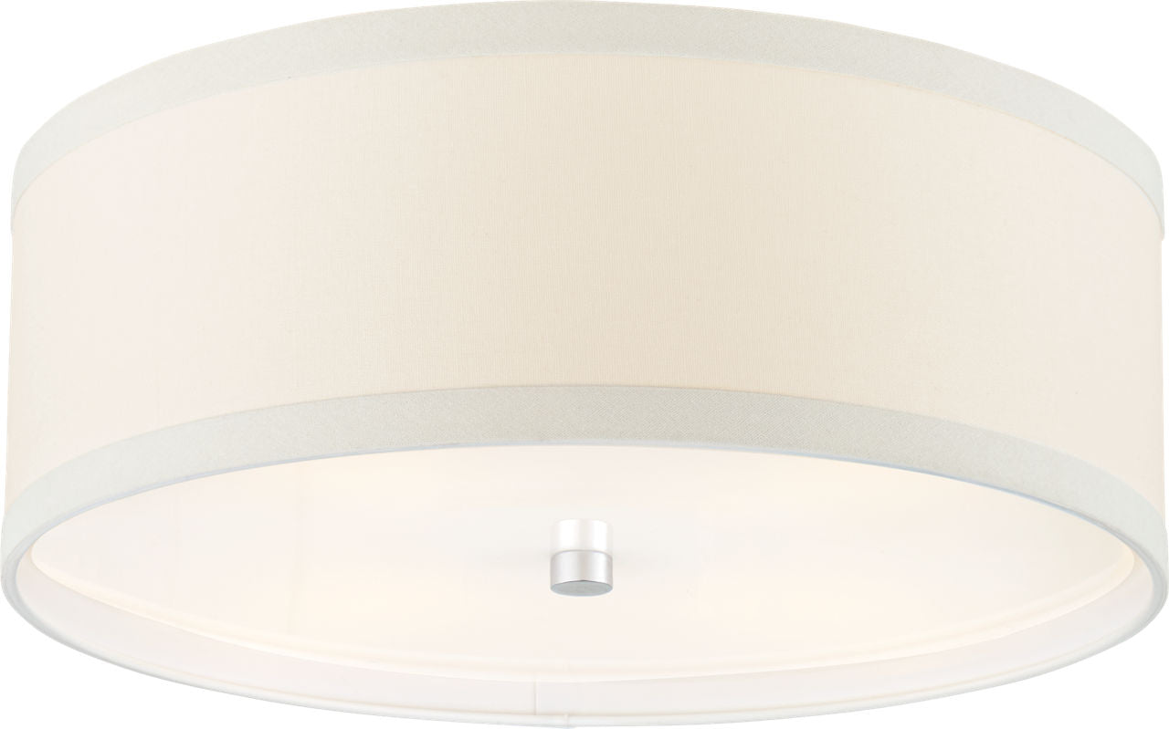 Walker Medium Flush Mount | Burnished Silver Leaf | Cream Linen Shade