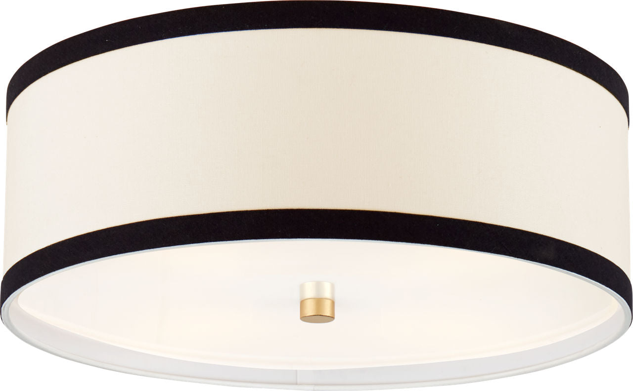 Walker Medium Flush Mount | Gild | Cream Linen | Black Linen Trim