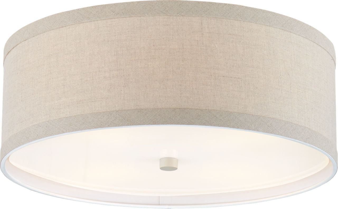 Walker Medium Flush Mount | Light Cream | Natural Linen Shade