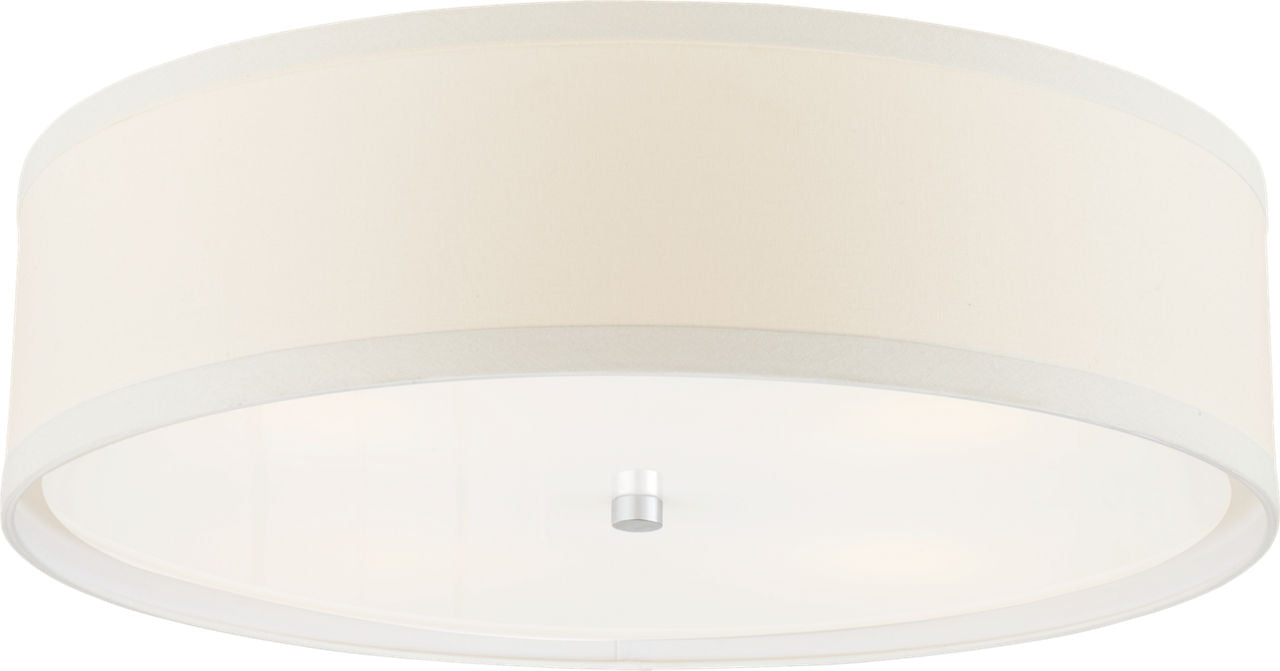 Walker Large Flush Mount | Burnished Silver Leaf | Cream Linen Shade
