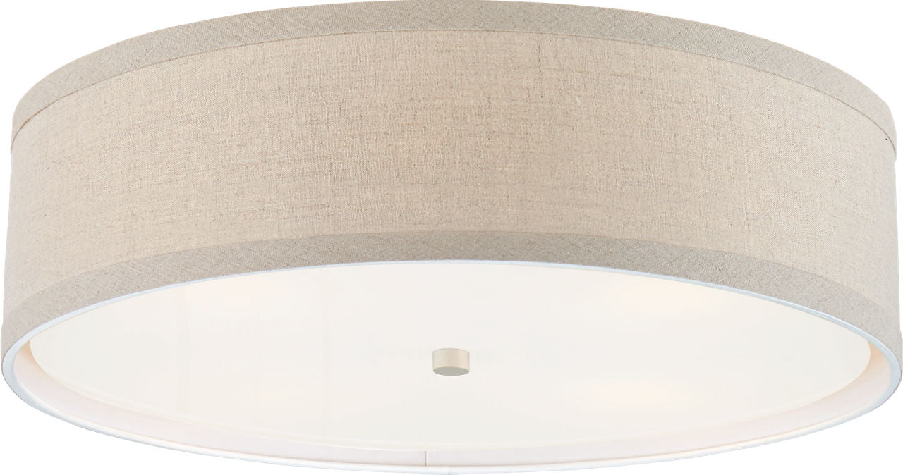 Walker Large Flush Mount | Light Cream | Natural Linen Shade