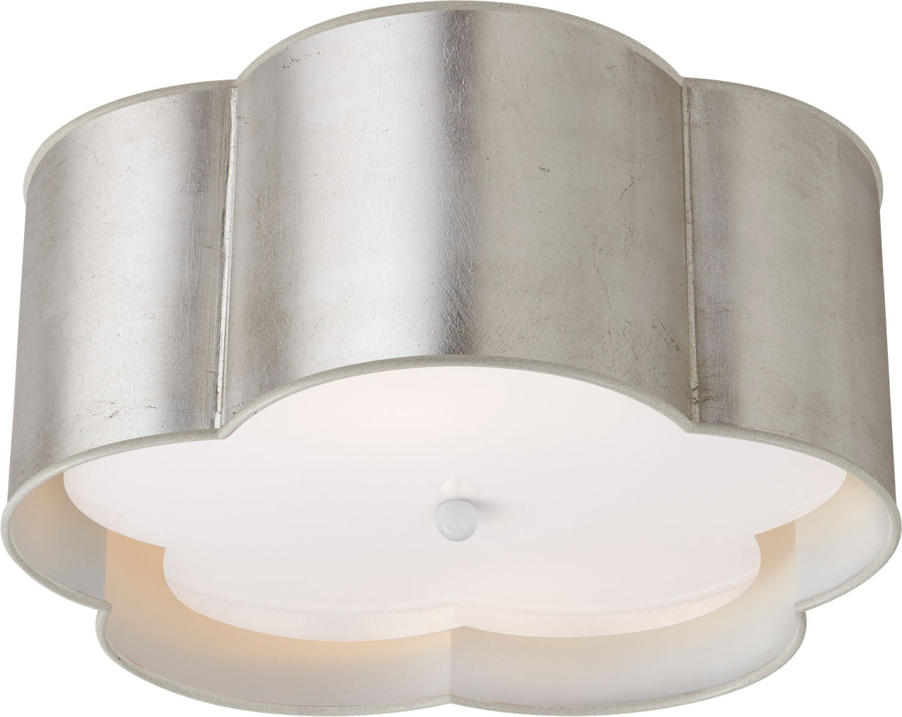 Bryce Medium Flush Mount | Burnished Silver Leaf and White | Frosted Acrylic Diffuser