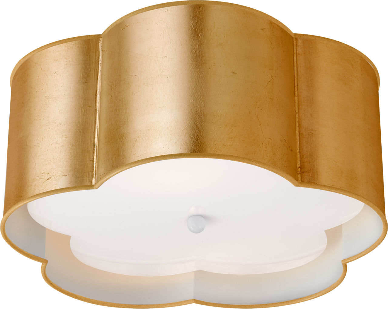 Bryce Medium Flush Mount | Gild and White | Frosted Acrylic Diffuser