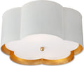 Bryce Medium Flush Mount | White and Gild | Frosted Acrylic Diffuser