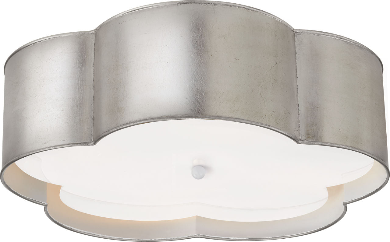 Bryce Large Flower Flush Mount | Burnished Silver Leaf and White | Frosted Acrylic