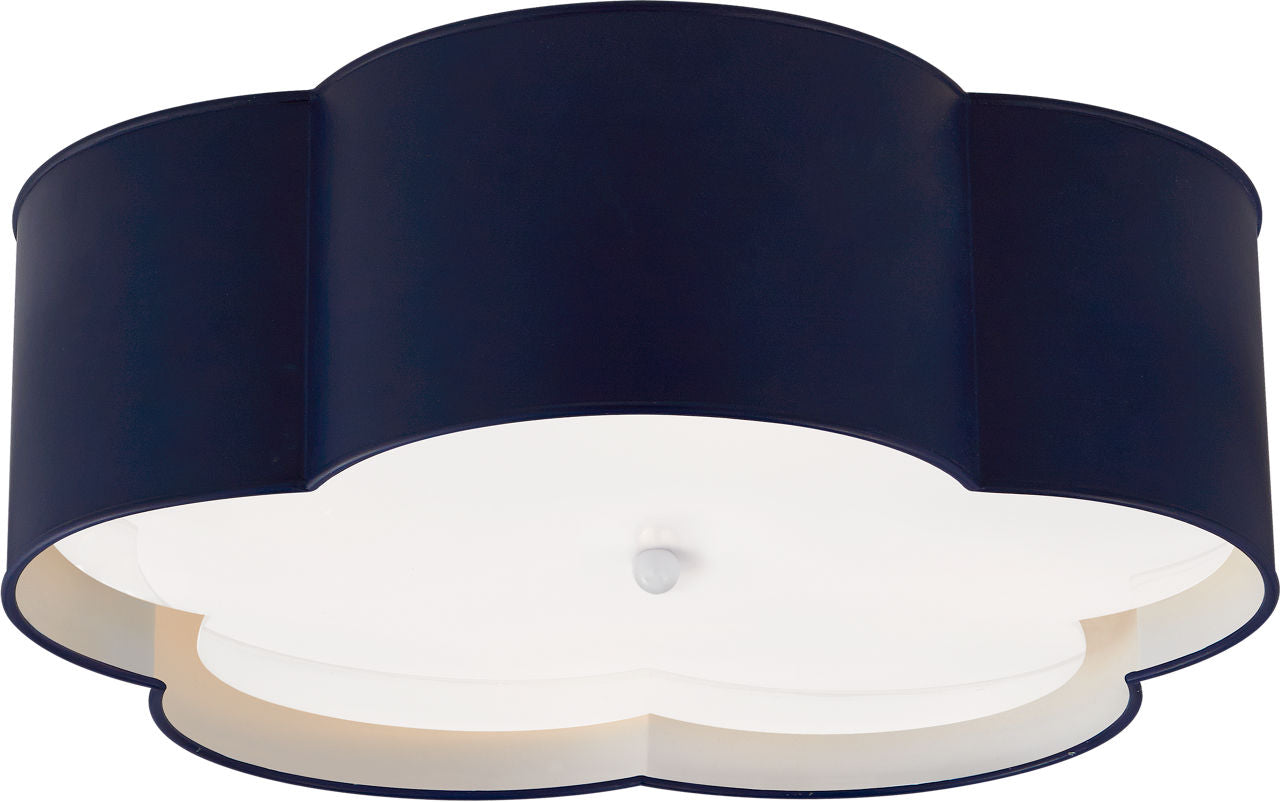Bryce Large Flower Flush Mount | French Navy and White | Frosted Acrylic